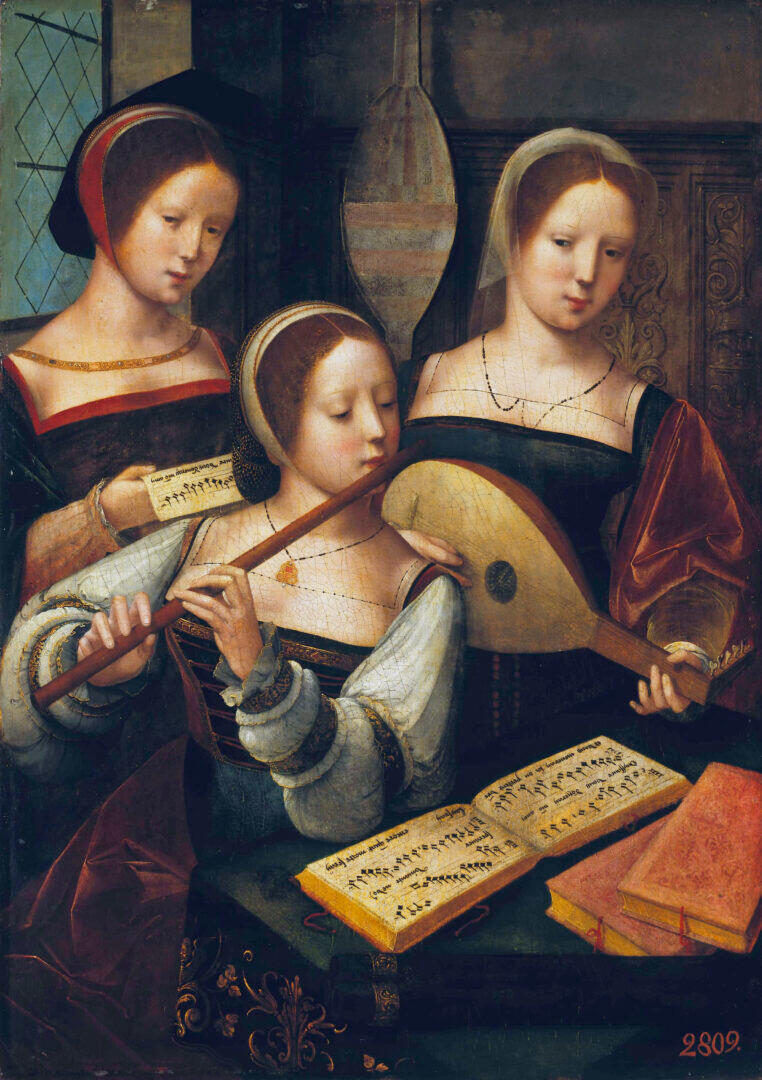 Musizierende Gesellschaft, c1530, flämisch. Ermitage, St. Peterburg